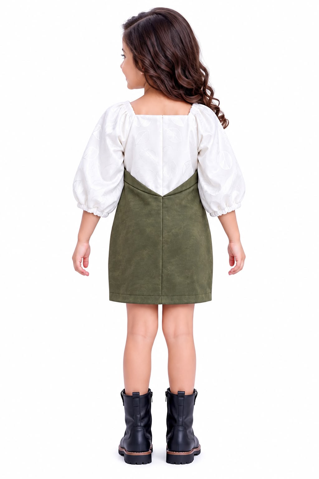 Arbudda Apparels Olive Green Floral Pinafore Dress