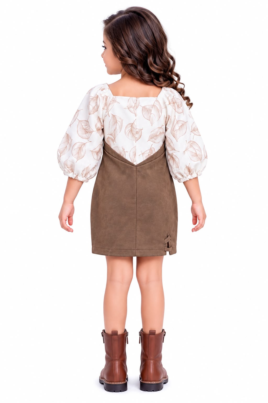 Arbudda Apparels Mocha Brown Floral Pinafore Dress