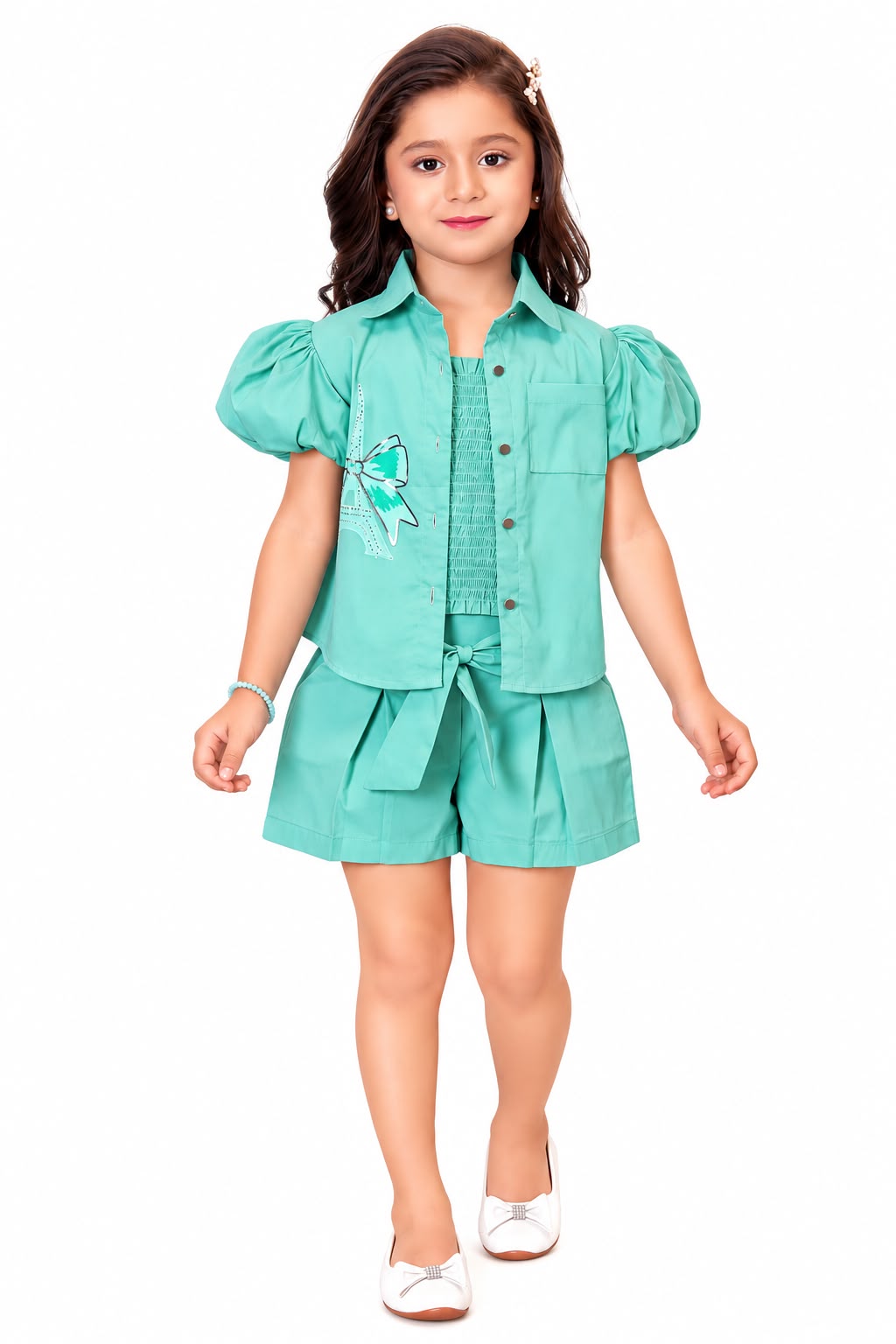 Arbudda Apparels Mint Green Butterfly Co-Ord Set