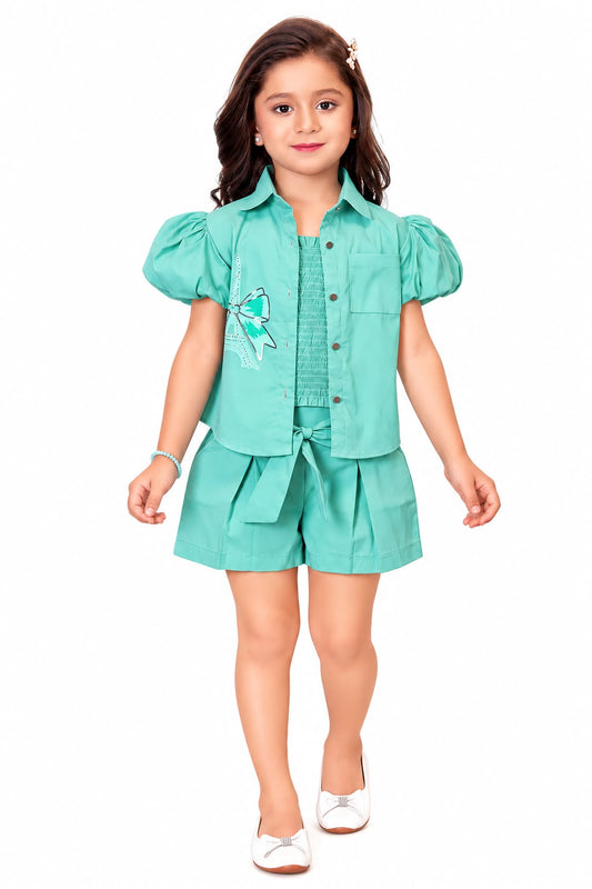 Arbudda Apparels Mint Green Butterfly Co-Ord Set