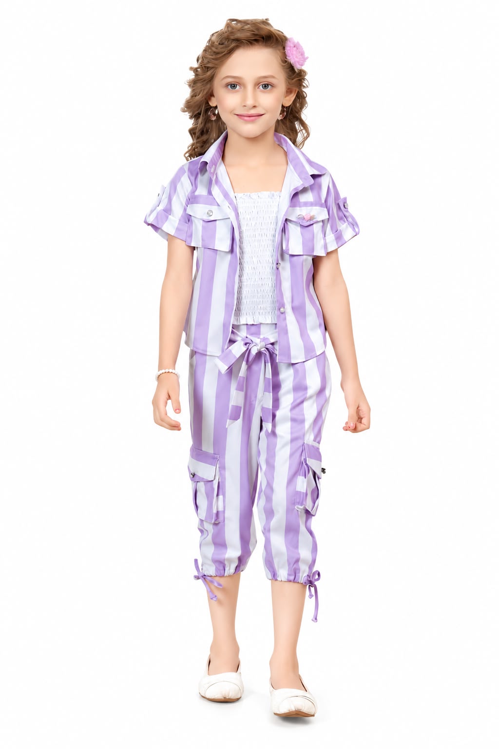 Arbudda Apparels Lavender Stripe Cargo Co-Ord Set