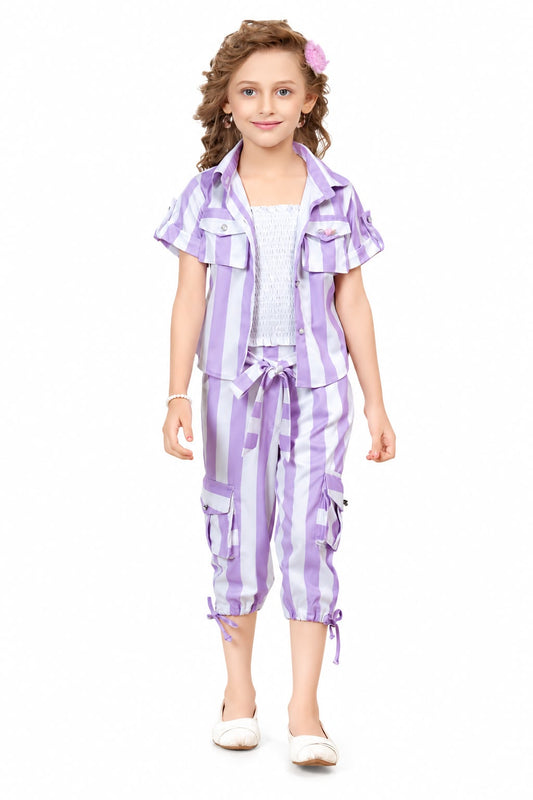 Arbudda Apparels Lavender Stripe Cargo Co-Ord Set