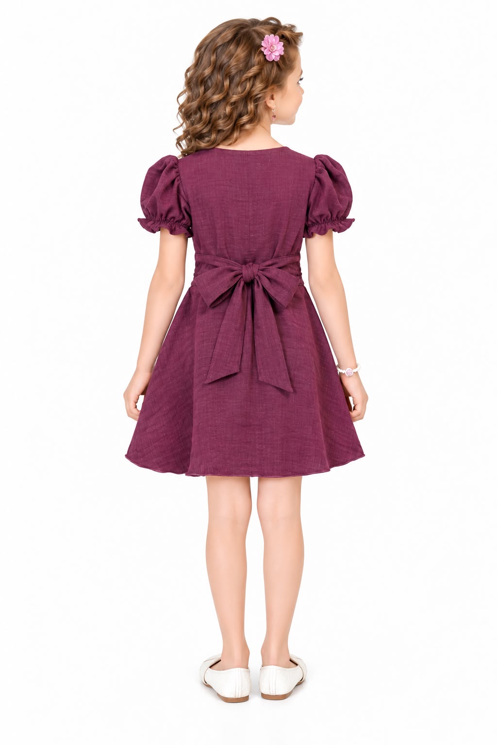 Arbudda Apparels Wine Purple Puff Sleeve Wrap Dress
