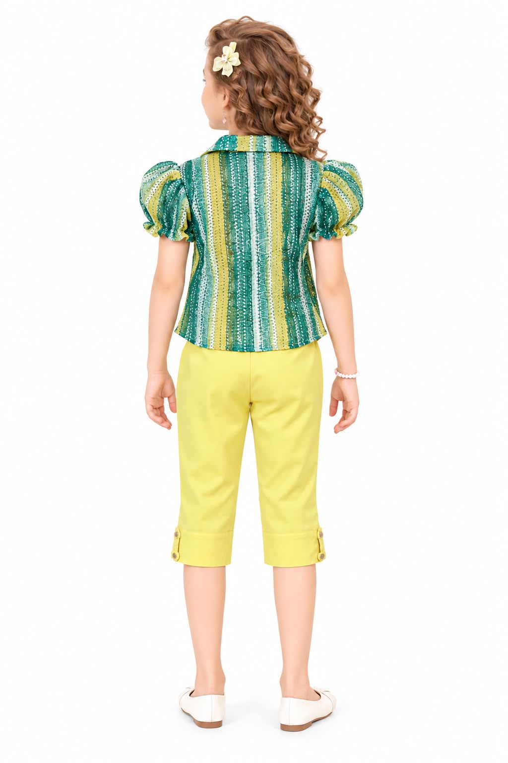 Arbudda Apparels Green Printed Puff Sleeve Co-Ord Set