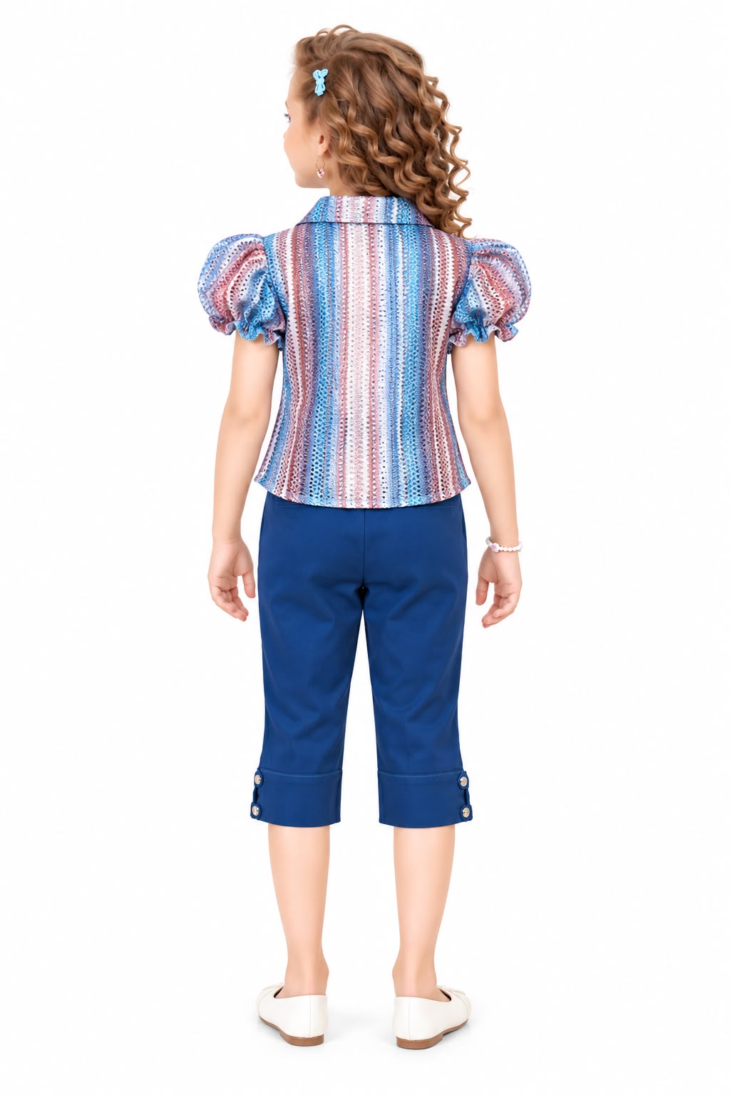 Arbudda Apparels Blue Printed Puff Sleeve Co-Ord Set