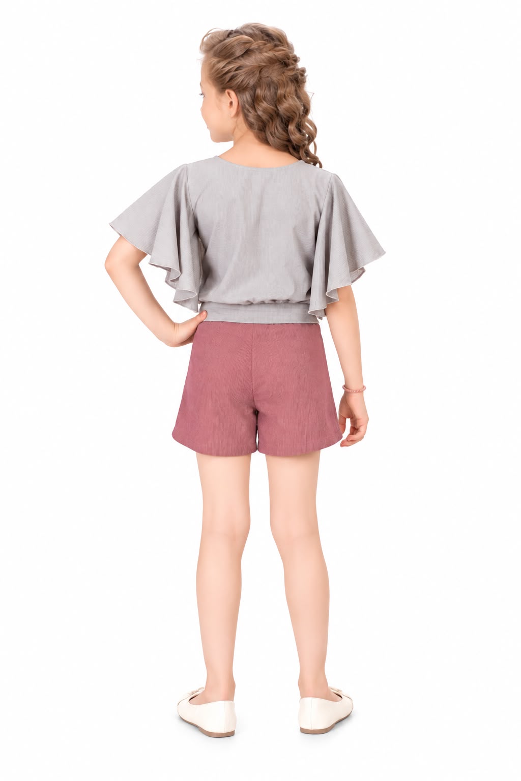 Arbudda Apparels Grey Love Bug Top & Pink Shorts Set