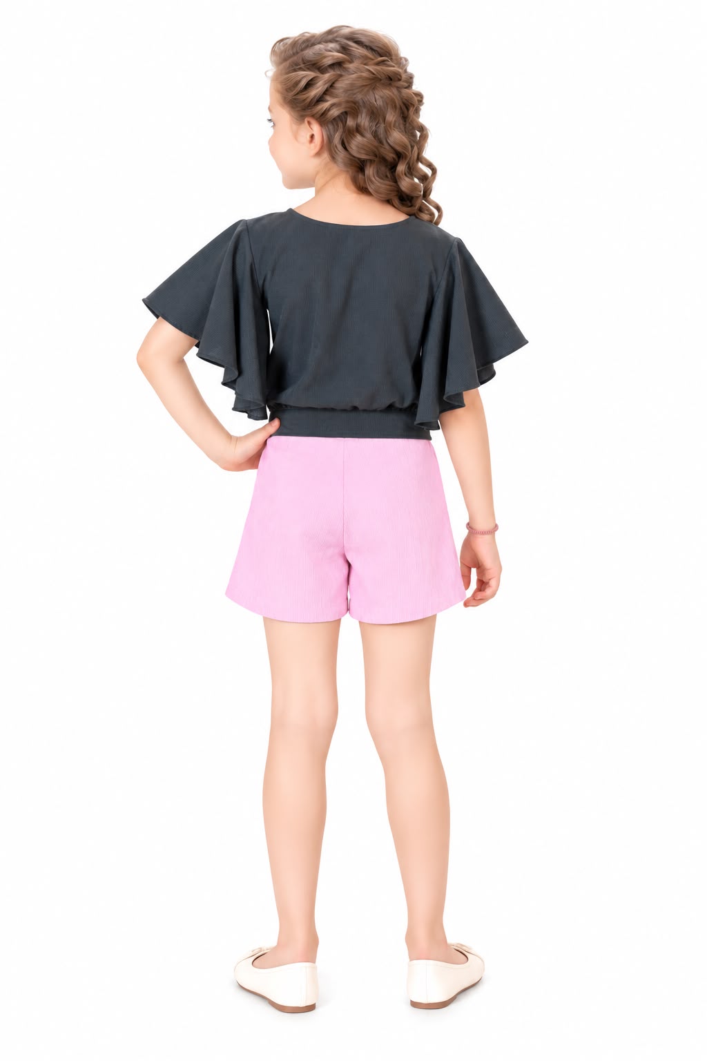 Arbudda Apparels Charcoal Grey Love Bug top & Pink Shorts Set