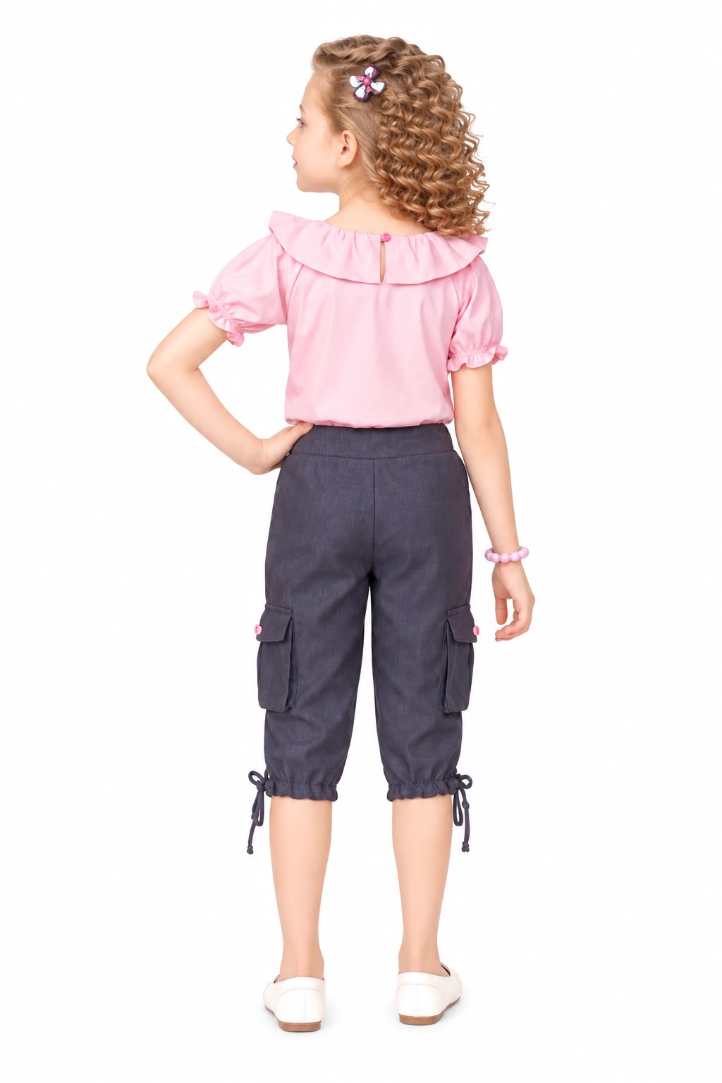 Arbudda Apparels Pink Hello Summer Top & Grey Cargo Pants Set
