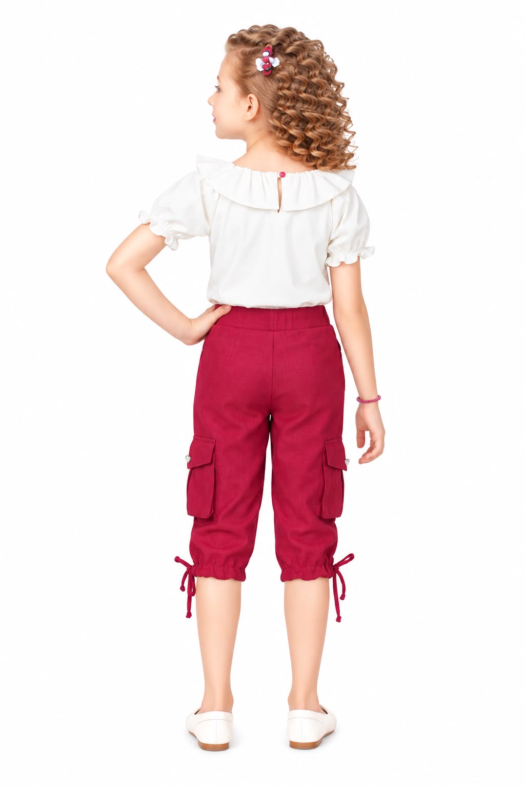 Arbudda Apparels White Hello Summer Top & Pink Cargo Pants Set