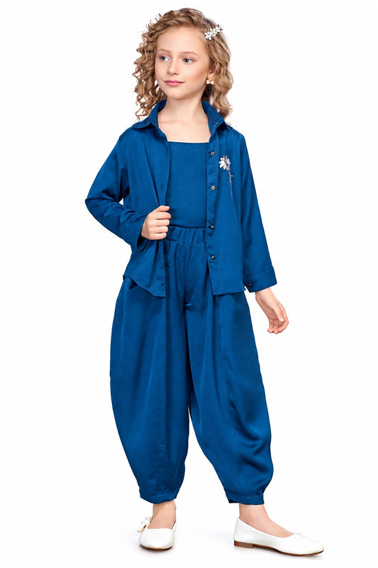 Arbudda Apparels Royal Blue Shirt & Trousers Co-Ord Set