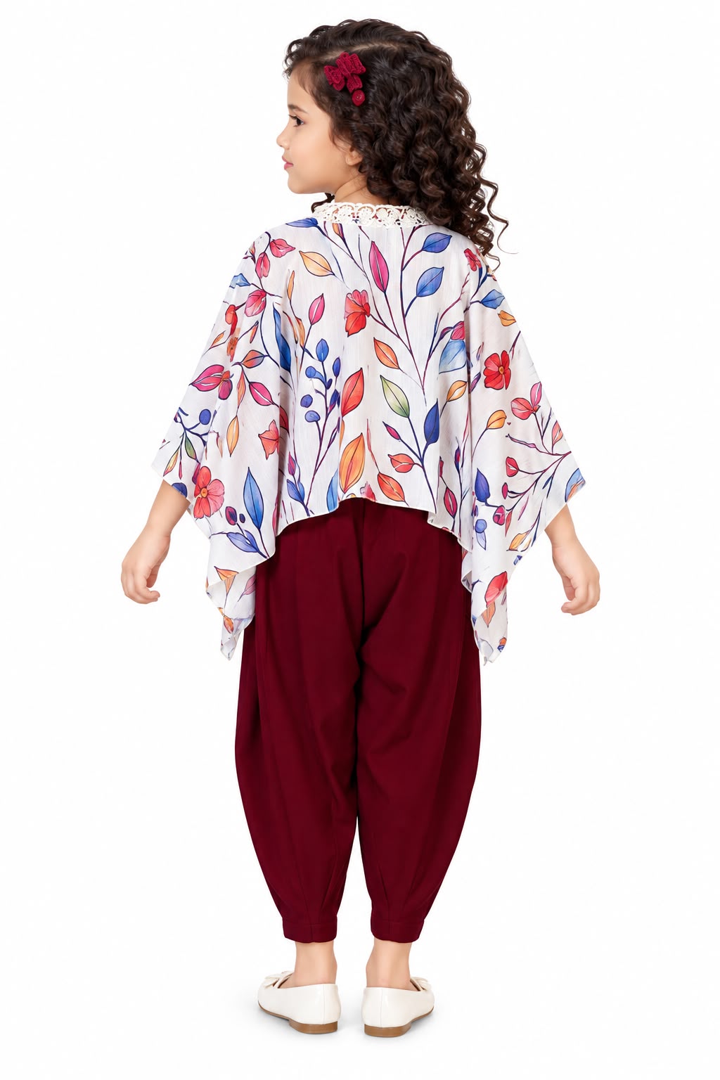 Arbudda Apparels Burgundy Floral Shrug & Jumpsuit Set