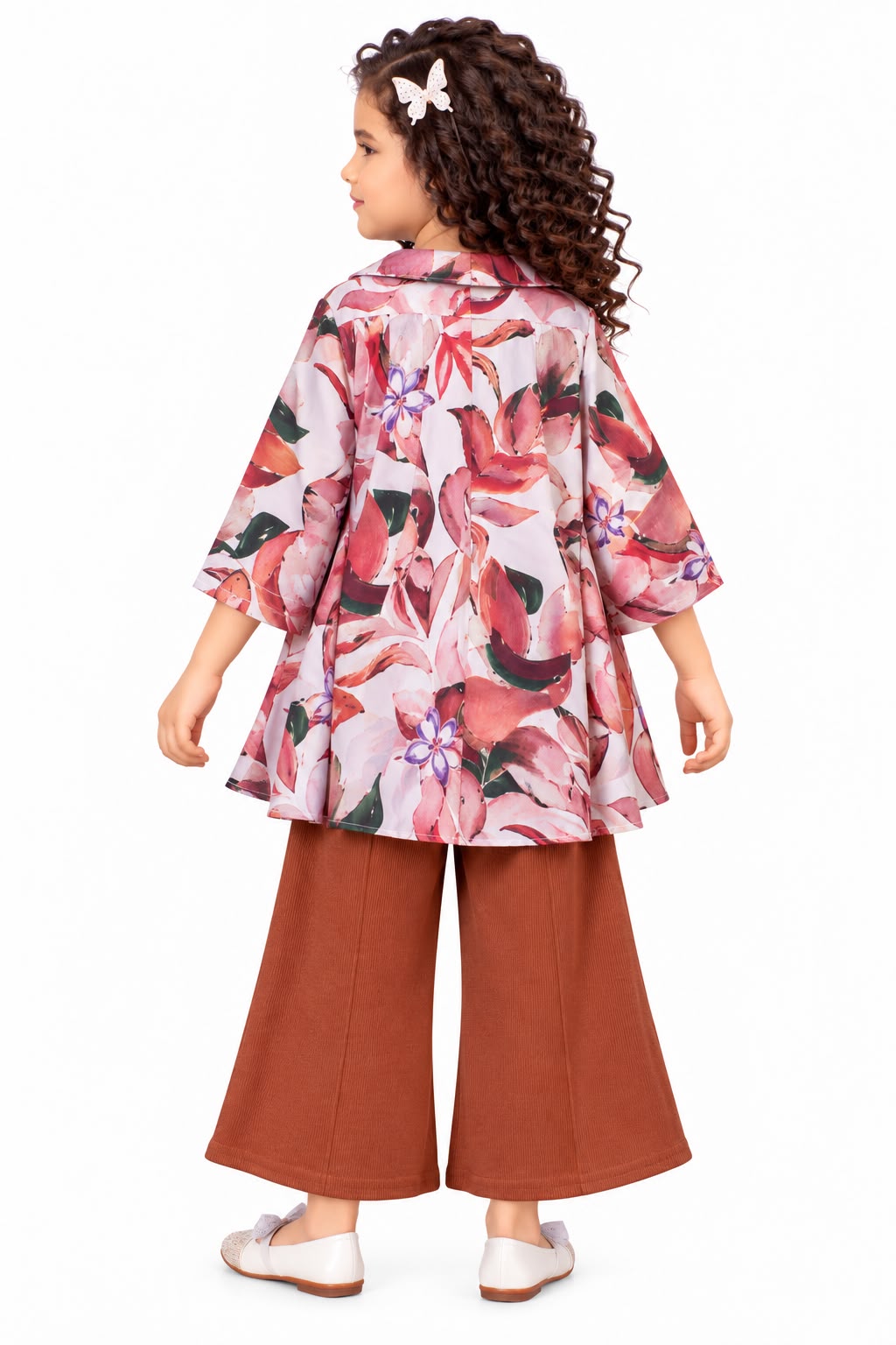 Arbudda Apparels Rust Brown Floral Shrug & Flared Pants Set
