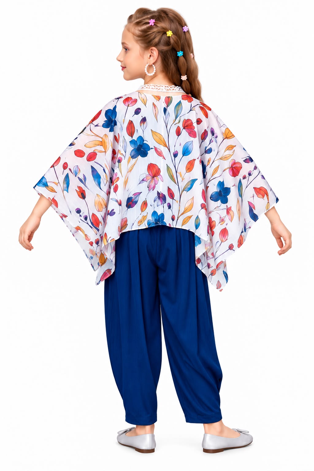 Arbudda Apparels Royal Blue Floral Shrug & Jumpsuit Set