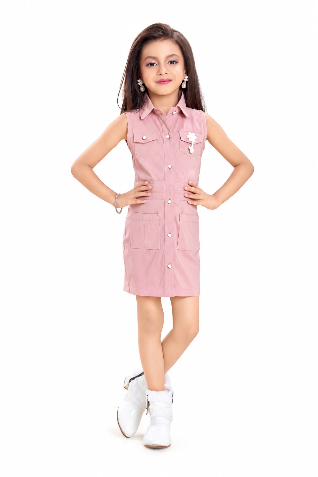 Arbudda Apparels Blush Pink Utility Shirt Dress