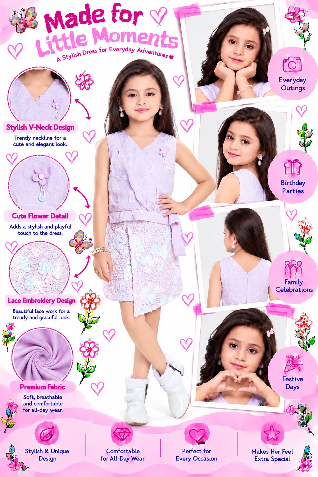 Arbudda Apparels Lavender Lace Detail Co-Ord Set