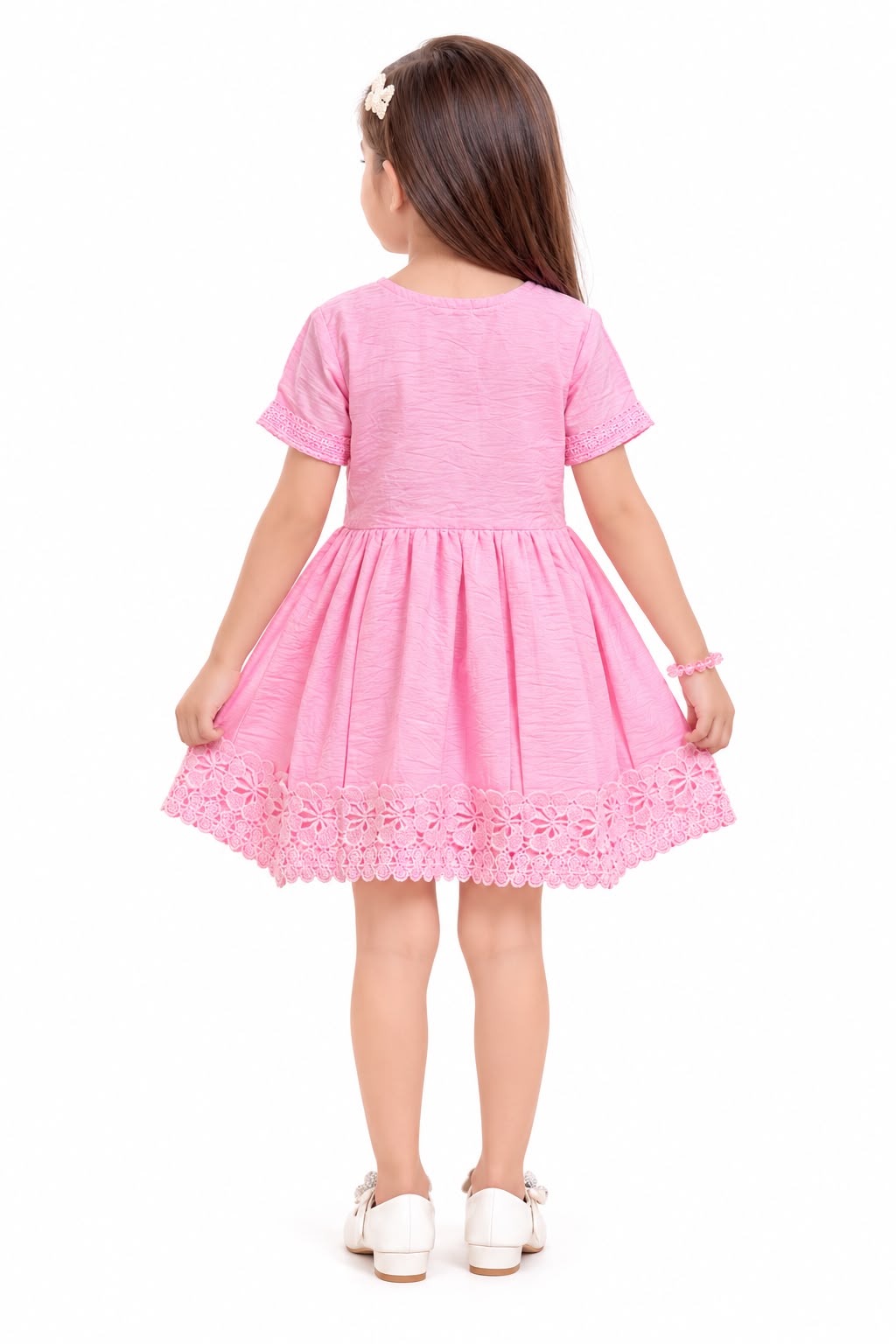 Arbudda Apparels Pink Lace Bow Dress