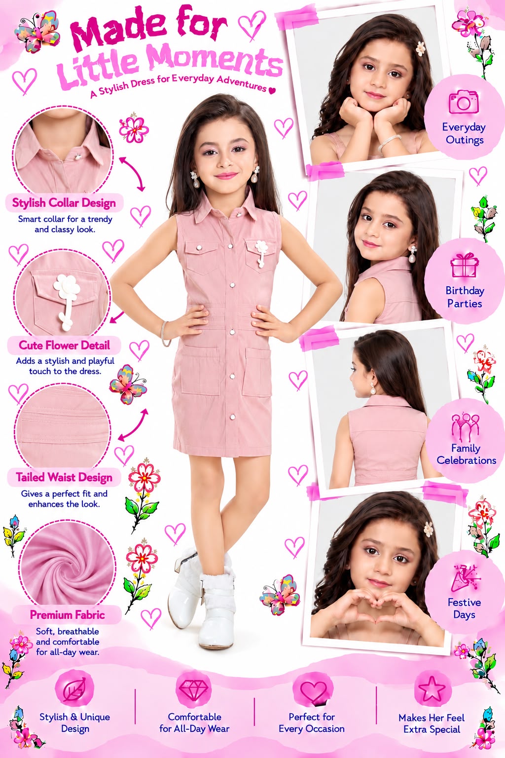 Arbudda Apparels Blush Pink Utility Shirt Dress